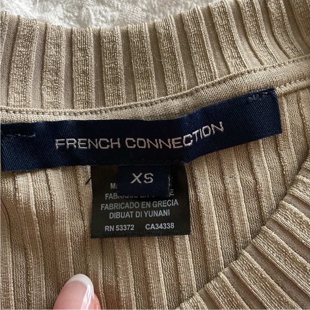 French Connection Ribbed Knit Top in Beige - Picture 2 of 3